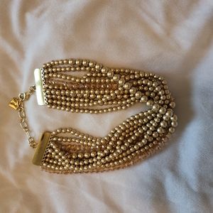 *NWT* Metallic Beaded Choker- Gold